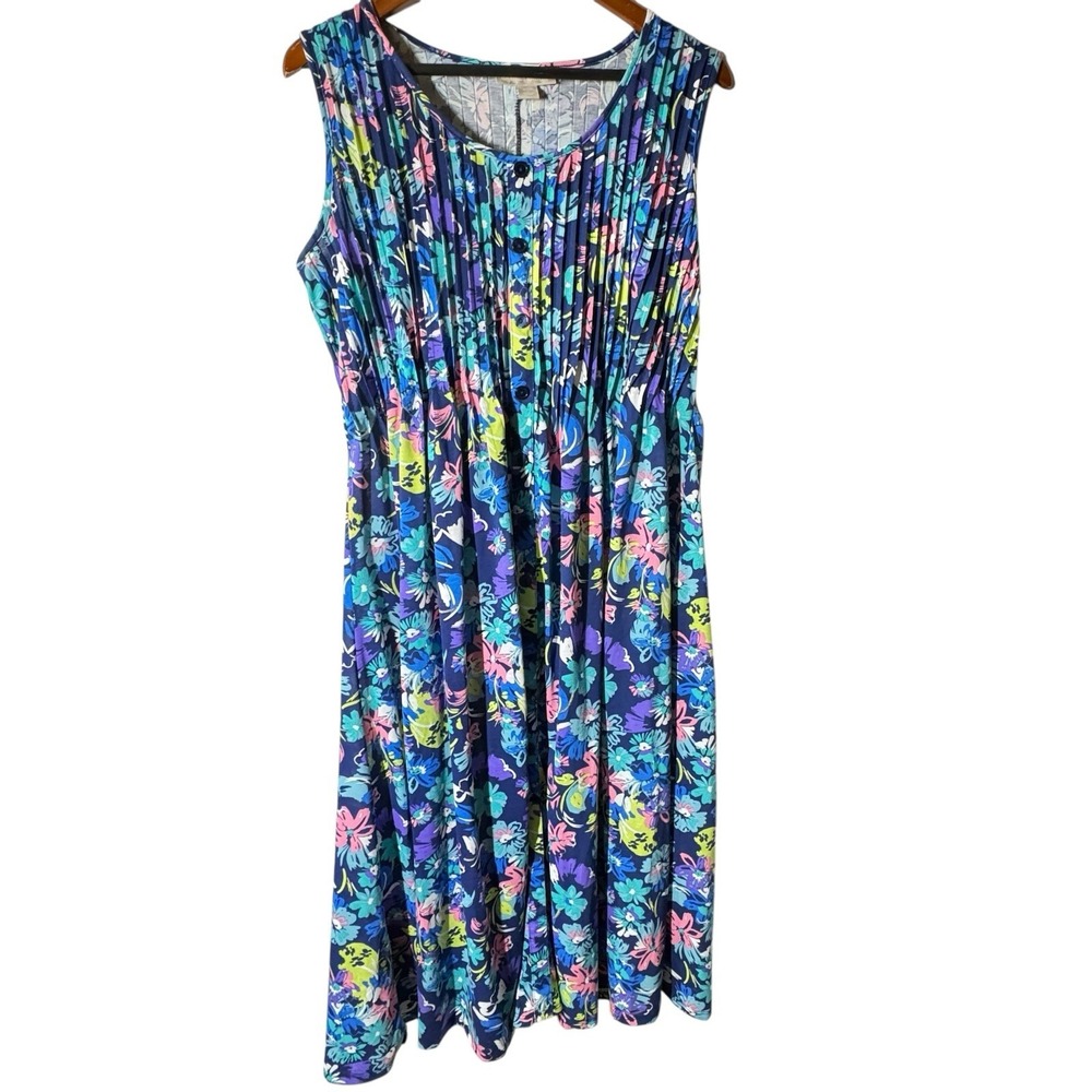 Woman Within Maxi Dress Women's Medium 14/16 Short Sleeve Blue Floral